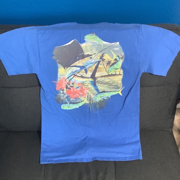 Guy Harvey T shirt Blue Small with pocket - Picture 3 of 7